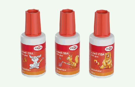 Клей ПВА с кисточкой Мультики, 20г