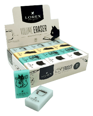 Ластик LOREX VOLUME ERASER NAUGHTY CAT ПВХ 35х21х10 мм прямоуг. ассорти мягкий индив.штрих-код