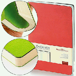 Блокнот А5 искусственная кожа 100л ' Bruno Visconti ' Megapolis flex Бордовый, без линовки, интегральный, сшивка, скругленные углы, 8 последних листов блока имеют вертикальную и го