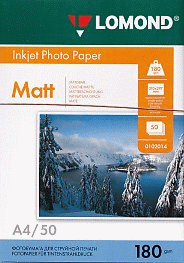 Бумага А4 для стр.принтеров LOMOND 180гр (50л) мат.одн.