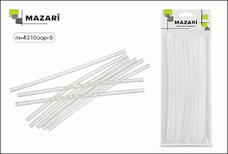 Стержни для клеевого пистолета ТМ MAZARI арт. M-4309P, длина 19 см, толщина 7 мм, вес 7 г, 8шт, ОПП-упаковка с европодвесом.