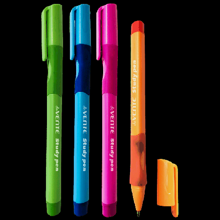 Ручка шариковая 'deVENTE. Study Pen. School' обучающая письму, для правшей, d=0,7 мм, с эргономичным каучуковым держателем, сменный стержень, с индивидуальной маркировкой, синие че