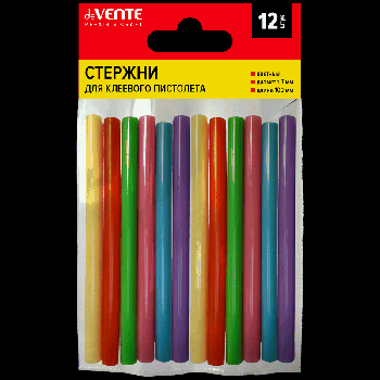 Клеевые стержни 'deVENTE. REPAIR & CRAFT' O 7 мм, цветные (ассорти), длина 100 мм, 12 шт в упаковке c картонным европодвесом