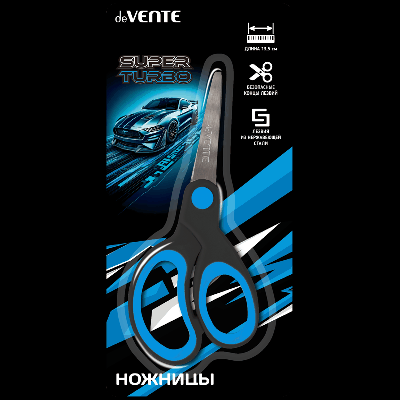 Ножницы детские 'deVENTE. Super Turbo' 13,5 см с закругленными кончиками лезвий, прорезиненными ручками, в картонном блистере