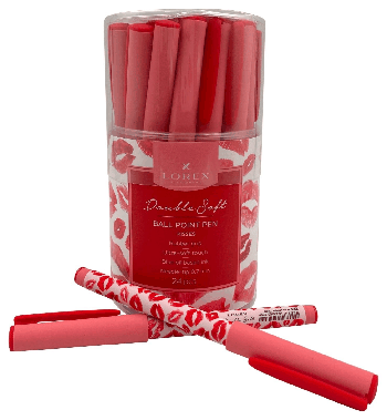 Ручка шарик. на масл. основе LOREX KISSES Double Soft синий 0,7 мм ассорти кругл. корп. ultra-soft touch грип игольчатый наконечник
