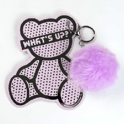 Брелок меховой арт. 70870 / 48 СЕРЕБРЯНЫЙ МИШКА ( размер подвеса: 60x60 мм, материал подвеса: искусственный мех; форма подвеса: шар; цвет подвеса: сиреневый; индивидуальная упаковк