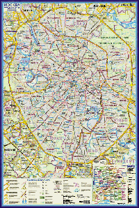 Карта Москвы (в пределах МКАД) + схема метро, МЦК и МЦД (А1)