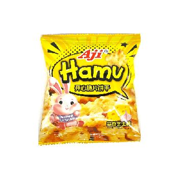 Печенье с чипсами, Aji Hamu! Счастливое, со вкусом сыра с чеснаком, 22гр. (20шт уп. / 12уп. в коробке)