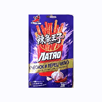 Лапша с приправами (соевое мясо) 'Летяо' со вкусом чеснока и перца чили, 20г (30шт./уп.; 10уп./кор.)