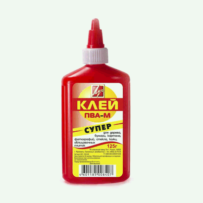 Клей ПВА ' Луч ' Супер 125 г красный флакон морозоустойчивый (бумага, картон, кожа, ткань, дерево, стекло, фотографии)