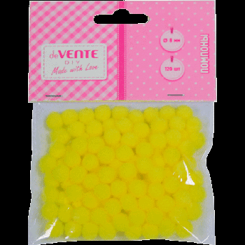 Набор помпонов для творчества 'deVENTE. DIY' 8 мм, 120 шт, цвет желтый, в пластиковом пакете с блистерным подвесом