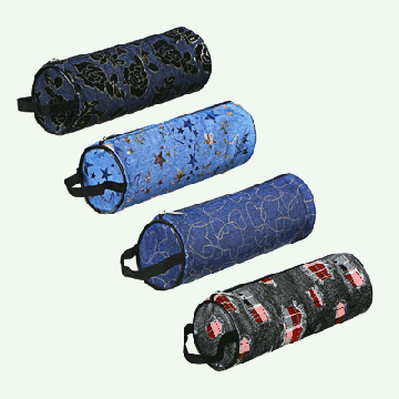 Пенал мягкий круглый, 21х7х7см, с ручкой, полиэстер 'под джинс' 0,8мм, с антисмин. вклад., 2 цвета