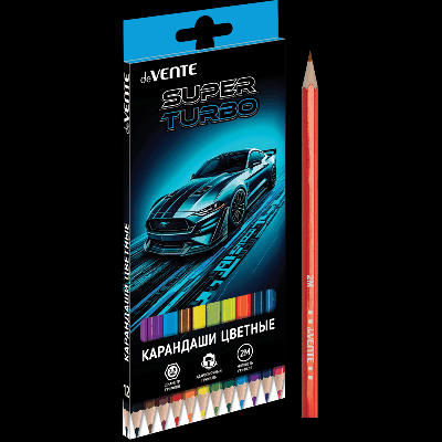 Карандаши цветные 'deVENTE. Super Turbo' 12 цветов, 2М, диаметр грифеля 2,8 мм, шестигранные, в картонной коробке