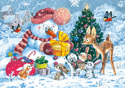 Пазл 104 'Снеговик и зайчата'