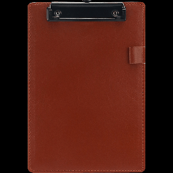 Клипборд 'deVENTE' A4 (230x335 мм) картон толщиной 2,5 мм, покрытый искусственной кожей, с петлей для ручки, металлический прижим 12 см с выдвижным подвесом, коричневый, в пластико