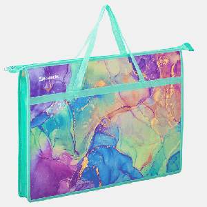 Папка для рисунков и чертежей с ручками BRAUBERG А3, пластик, молния сверху, 'Marble', 271435