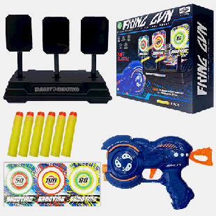 Пистолет ' Fring gun ' 18*12*5см, патрон - 6шт, тир (3 мишени), ассорти (без возможности выбора дизайна), картонная упаковка 22*21,5*5,5см