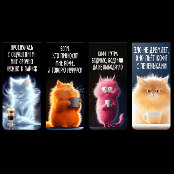 Набор закладок для книг 'deVENTE. MooreCafe' магнитных бумажных, 4 шт в блистерной упаковке, размеры закладок в сложенном виде 25x56,6 мм