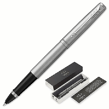 Ручка-роллер подарочная ' Parker ' Jotter Stainless Steel CT черная 0,5мм, подарочная упаковка