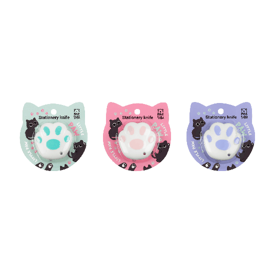 Нож канцелярский 9мм MESHU 'Little Paw', блистер, европодвес, ассорти