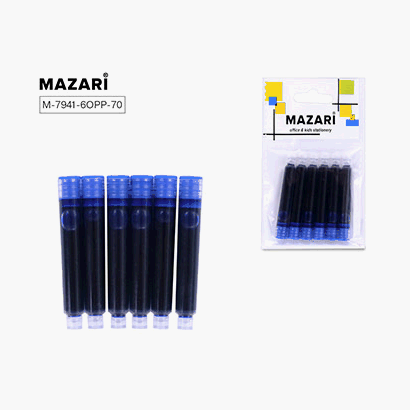 Набор картридж перьевой ' Mazari ' синий, для чернильных ручек 6шт, 5см ОПП упаковка с европодвесом M-7941-6орр-70