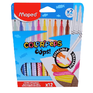 COLOR'PEPS OOPS Фломастеры стираемые, 12 штук, в картонной коробке с подвесом