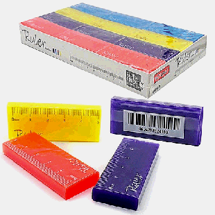 Ластик ' Hatber ' PVC Hatber Ruler ассорти, картонный дисплей