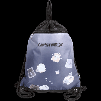 Сумка для сменной обуви и спортивных секций 'deVENTE. Ghost Meow' 33x46 см, износостойкий влагонепроницаемый полиэстер, 1 отделение, большой передний карман на молнии, завязки из п