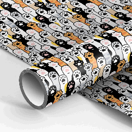 Упаковочная бумага глянц. 70*100см, MESHU 'Cute paws', 90г/м2