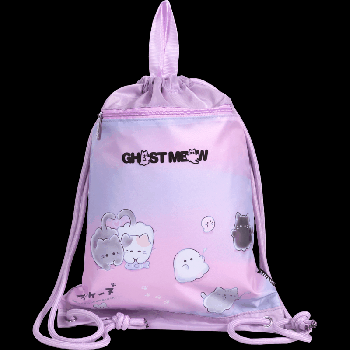 Сумка для сменной обуви и спортивных секций 'deVENTE. Ghost Meow' 33x46 см, износостойкий влагонепроницаемый полиэстер, 1 отделение, большой передний карман на молнии, завязки из п