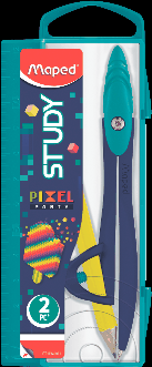 PIXEL PARTY STUDY Циркуль из цинкового сплава, с эргономичной головкой, с универсальным держателем, карандаш в комплекте, в пластиковом футляре