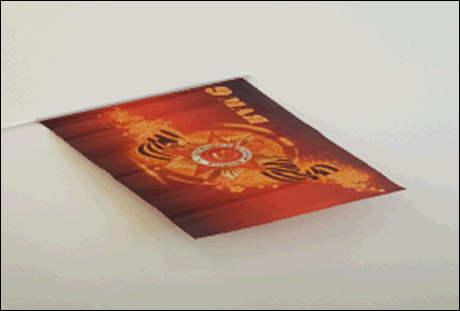 Флаг '9 МАЯ ': на пластиковой трубочке, материал-искусственный шёлк, цвет пламя, размер-20*30 см.