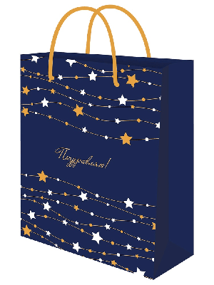 Optima Пакет подарочный с глянц.лам. 18x23x8 см (М) Звёздно поздравляю, 128 г (соб.разр) ППК-4016