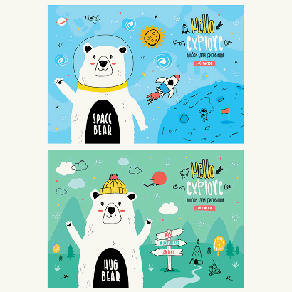 Альбом для рисования 40л., А4, на склейке ArtSpace 'Рисунки. Bear hug'
