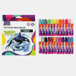 Пастель ' Mazari ' 24цв 73мм масляная, шестигранный корпус, картонная упаковка, европодвес