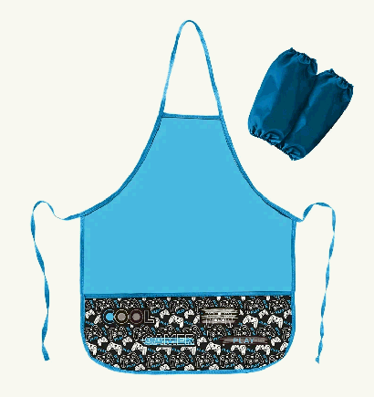 Фартук для труда на завязках, КУЛ ГЕЙМЕР 45х54см, улучшенный полиэстер, 2 кармана, с нарукавниками