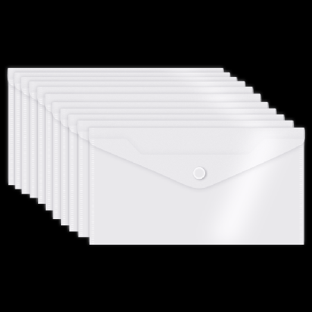 Папка-конверт на кнопке 'deVENTE' DL (260x140 мм) 300 мкм, полипропилен, прозрачная, 10 шт в упаковке