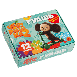 Гуашь с наклейками Мульти-Пульти 'Чебурашка-2', 12 цветов, 17,5мл, картон