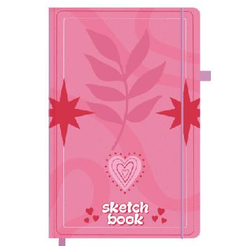 Скетчбук, белая бумага 140 г/м2, 130х210 мм, 80 л., софт-тач, резинка, BRAUBERG ART CLASSIC, 'Pink mood', 117779