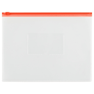 Папка-конверт на zip-молнии СТАММ А4, полипропилен, 150мкм, прозрачная, карман, молния красная