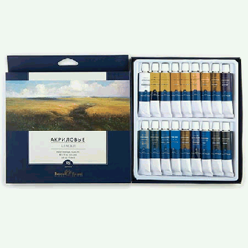 Краски акриловые ' Bruno Visconti ' 18цв 12мл в тюбиках, картонная коробка с пластиковым ложементом, европодвес