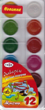 Акварель МУЛЬТИКИ, 12цв, пласт.уп., б/к New
