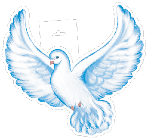 Плакат вырубной А4. Голубь с раскрытыми крыльями влево. Двухсторонний