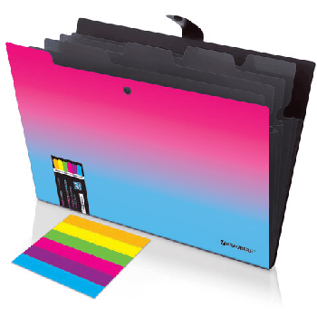 Папка-органайзер на кнопке 5 отделений, BRAUBERG GRADE, A4, розово-голубой градиент, 274091