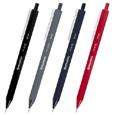 Карандаш механический 0,5 мм BRAUBERG 'VIVID', корпус soft-touch ассорти, 182063