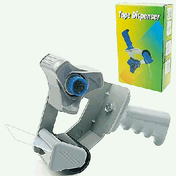 Диспенсер для упаковочного скотча ' KWELT ' 7,5*20см пластиковый корпус, для клейкой ленты 50мм, цвет- серый, картонная упаковка клейк лент