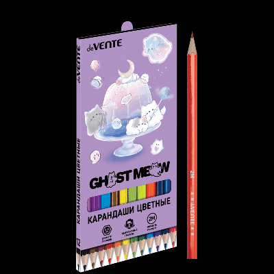 Карандаши цветные 'deVENTE. Ghost Meow' 12 цветов, 2М, диаметр грифеля 2,8 мм, шестигранные, в картонной коробке