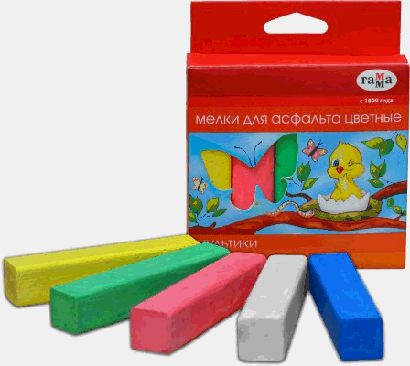 Мелки для асфальта цветные 'Мультики', 5 штук, картонная коробка
