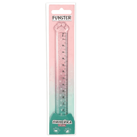 Линейка пластиковая 15 см, FUNSTER (ФАНСТЕР), 'ЛАПКА', прозрачная, европодвес, 210919
