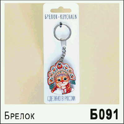Брелок Ростов Кошечка в кокошнике Хохлома 4*5